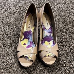 Madden Girl stiletto tan heels